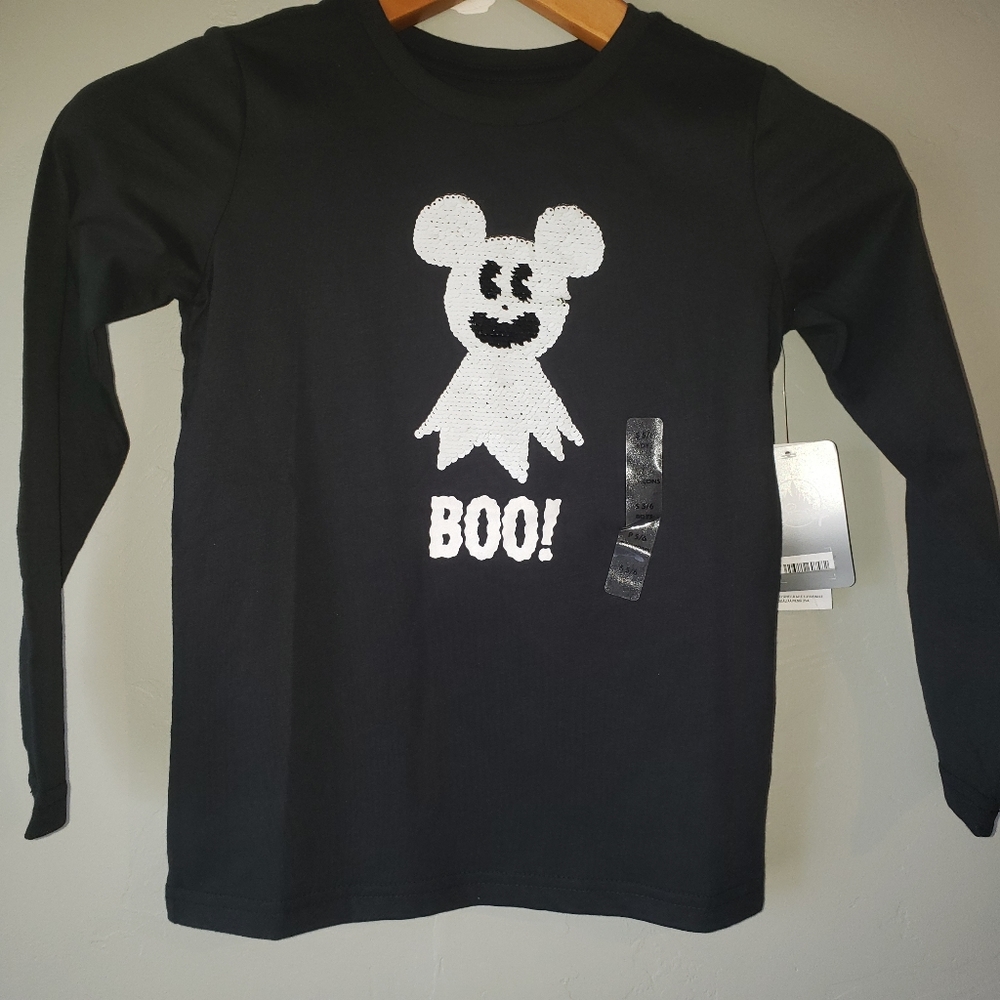 Disney Mickey Mouse shirt ghost Flip SEQUIN Halloween Long Sleeve 5/6 - Picture 7 of 11